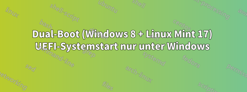 Dual-Boot (Windows 8 + Linux Mint 17) UEFI-Systemstart nur unter Windows