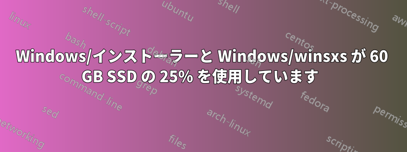 Windows/インストーラーと Windows/winsxs が 60 GB SSD の 25% を使用しています 