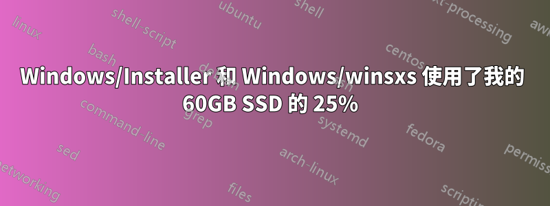 Windows/Installer 和 Windows/winsxs 使用了我的 60GB SSD 的 25% 