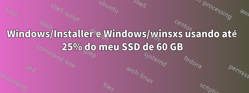 Windows/Installer e Windows/winsxs usando até 25% do meu SSD de 60 GB 