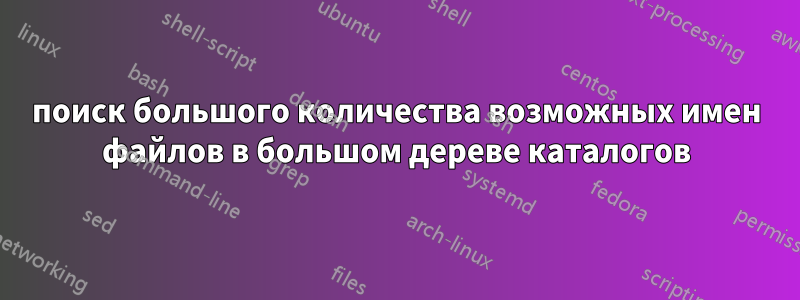 поиск большого количества возможных имен файлов в большом дереве каталогов