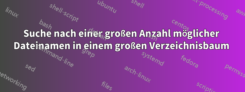 Suche nach einer großen Anzahl möglicher Dateinamen in einem großen Verzeichnisbaum