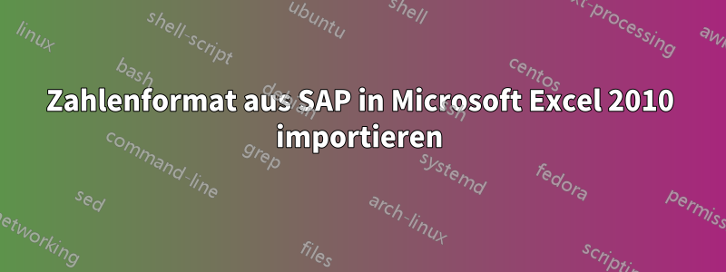 Zahlenformat aus SAP in Microsoft Excel 2010 importieren