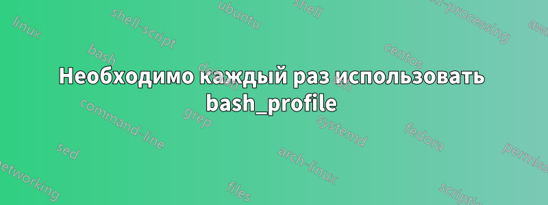 Необходимо каждый раз использовать bash_profile