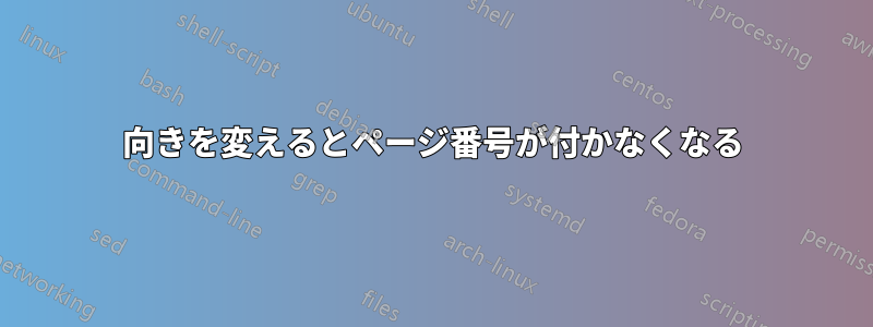 向きを変えるとページ番号が付かなくなる