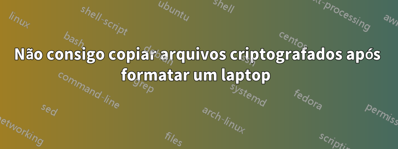 Não consigo copiar arquivos criptografados após formatar um laptop 