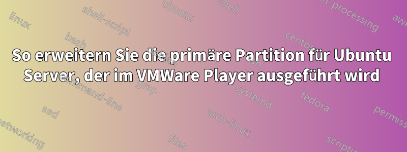 So erweitern Sie die primäre Partition für Ubuntu Server, der im VMWare Player ausgeführt wird