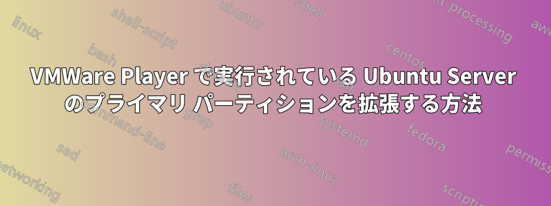 VMWare Player で実行されている Ubuntu Server のプライマリ パーティションを拡張する方法