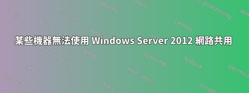 某些機器無法使用 Windows Server 2012 網路共用