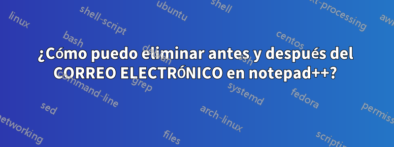 ¿Cómo puedo eliminar antes y después del CORREO ELECTRÓNICO en notepad++?