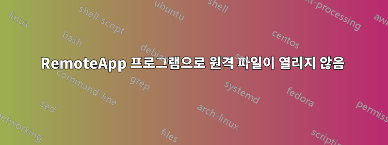 RemoteApp 프로그램으로 원격 파일이 열리지 않음