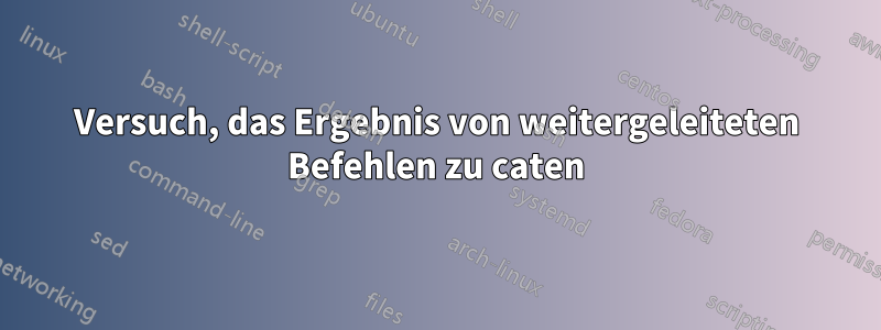 Versuch, das Ergebnis von weitergeleiteten Befehlen zu caten