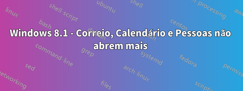 Windows 8.1 - Correio, Calendário e Pessoas não abrem mais