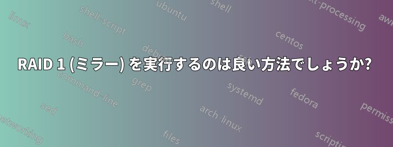 RAID 1 (ミラー) を実行するのは良い方法でしょうか?