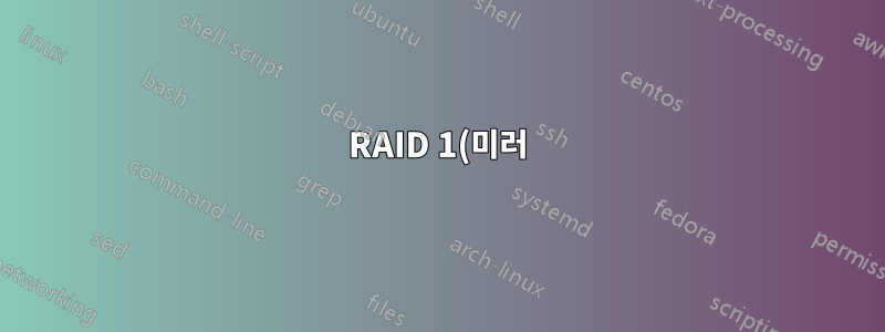 RAID 1(미러)을 수행하는 것이 좋은 방법입니까?