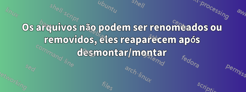 Os arquivos não podem ser renomeados ou removidos, eles reaparecem após desmontar/montar