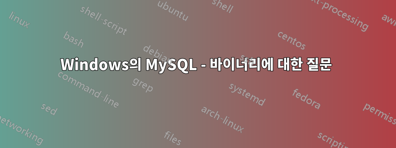 Windows의 MySQL - 바이너리에 대한 질문