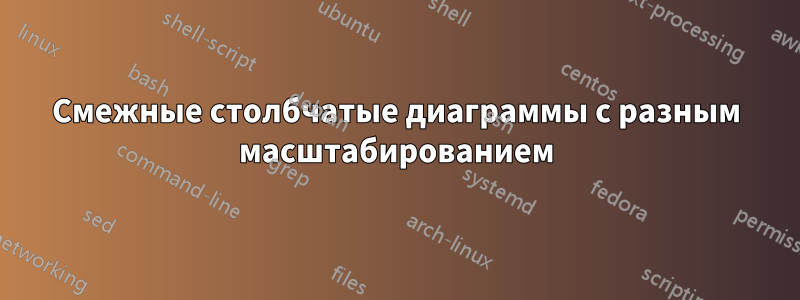 Смежные столбчатые диаграммы с разным масштабированием