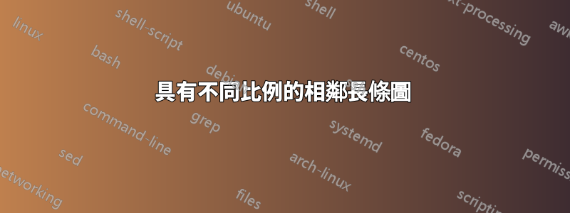 具有不同比例的相鄰長條圖