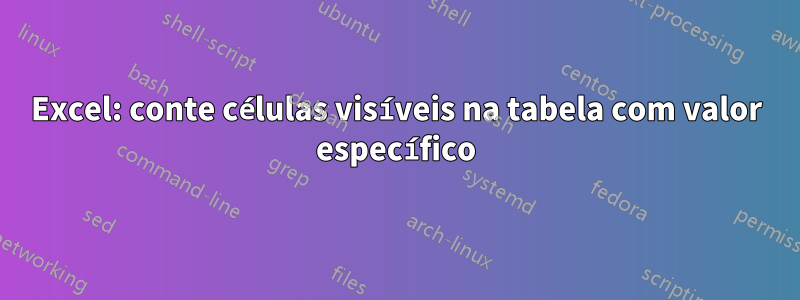 Excel: conte células visíveis na tabela com valor específico