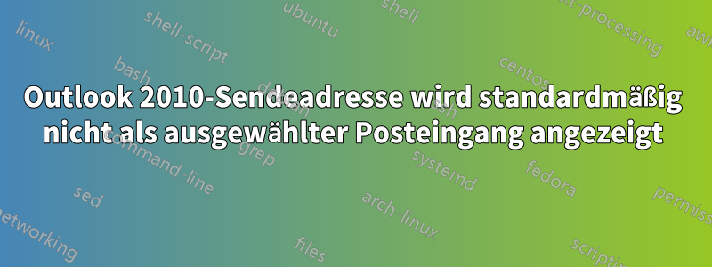 Outlook 2010-Sendeadresse wird standardmäßig nicht als ausgewählter Posteingang angezeigt