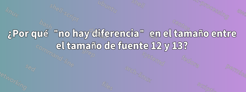 ¿Por qué "no hay diferencia" en el tamaño entre el tamaño de fuente 12 y 13?