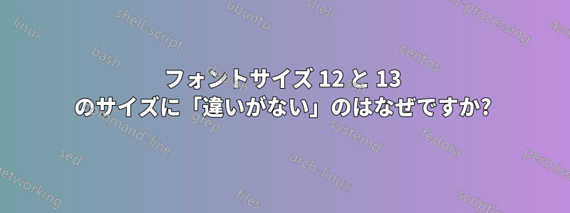 フォントサイズ 12 と 13 のサイズに「違いがない」のはなぜですか?