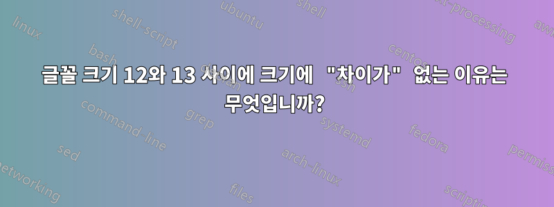 글꼴 크기 12와 13 사이에 크기에 "차이가" 없는 이유는 무엇입니까?