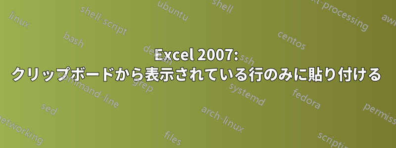 Excel 2007: クリップボードから表示されている行のみに貼り付ける