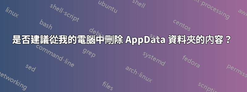 是否建議從我的電腦中刪除 AppData 資料夾的內容？