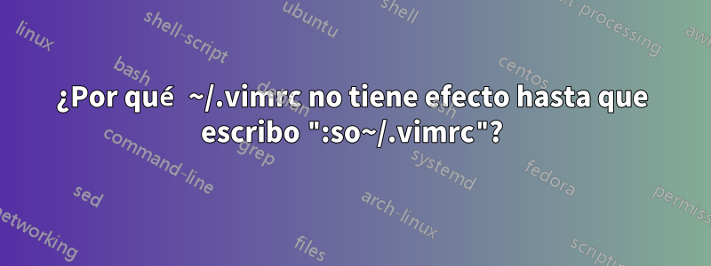 ¿Por qué ~/.vimrc no tiene efecto hasta que escribo ":so~/.vimrc"?