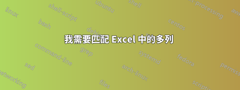 我需要匹配 Excel 中的多列