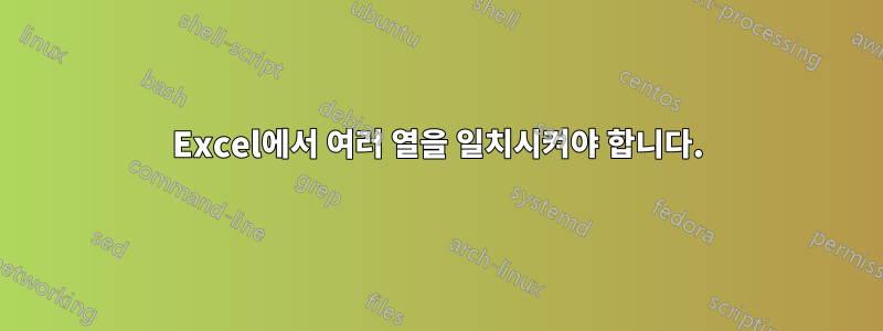 Excel에서 여러 열을 일치시켜야 합니다.