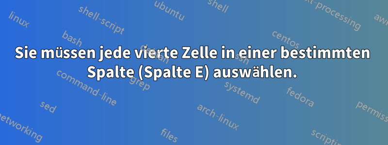 Sie müssen jede vierte Zelle in einer bestimmten Spalte (Spalte E) auswählen.