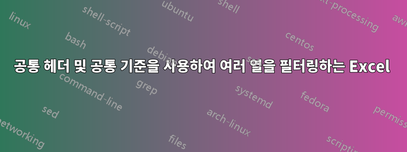 공통 헤더 및 공통 기준을 사용하여 여러 열을 필터링하는 Excel