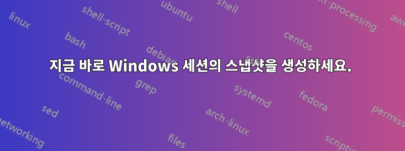 지금 바로 Windows 세션의 스냅샷을 생성하세요.