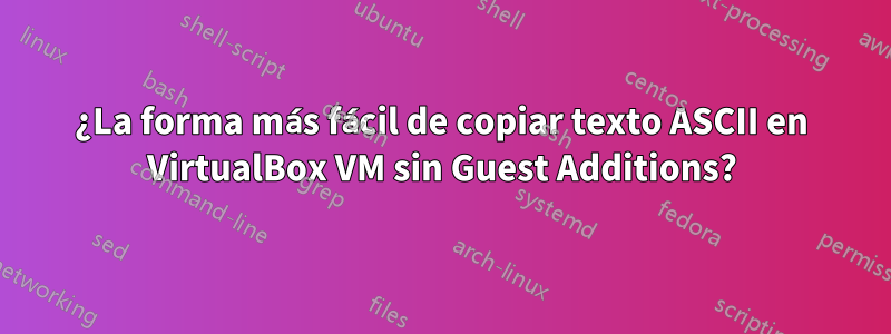 ¿La forma más fácil de copiar texto ASCII en VirtualBox VM sin Guest Additions?