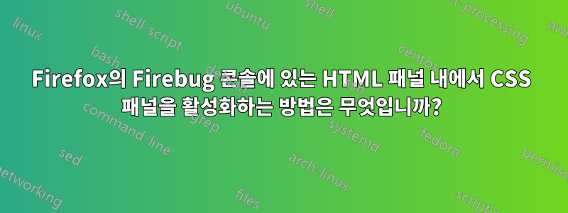 Firefox의 Firebug 콘솔에 있는 HTML 패널 내에서 CSS 패널을 활성화하는 방법은 무엇입니까?