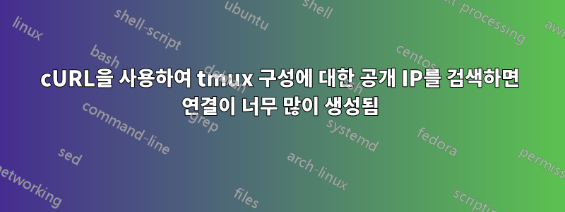 cURL을 사용하여 tmux 구성에 대한 공개 IP를 검색하면 연결이 너무 많이 생성됨