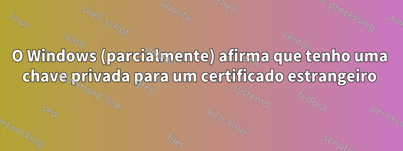 O Windows (parcialmente) afirma que tenho uma chave privada para um certificado estrangeiro