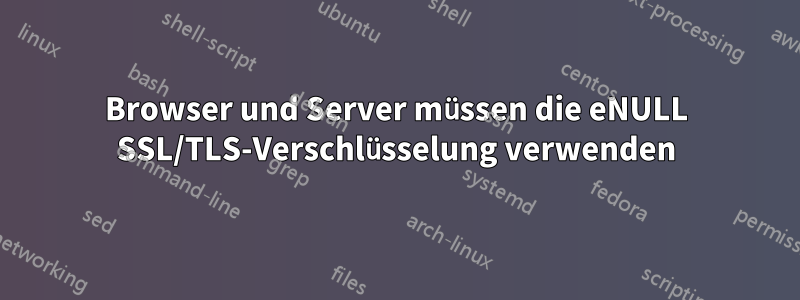 Browser und Server müssen die eNULL SSL/TLS-Verschlüsselung verwenden