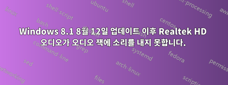 Windows 8.1 8월 12일 업데이트 이후 Realtek HD 오디오가 오디오 잭에 소리를 내지 못합니다.