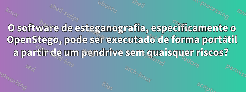 O software de esteganografia, especificamente o OpenStego, pode ser executado de forma portátil a partir de um pendrive sem quaisquer riscos? 