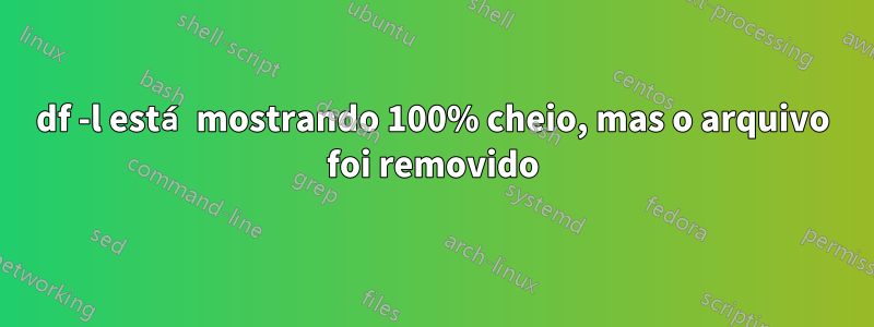 df -l está mostrando 100% cheio, mas o arquivo foi removido