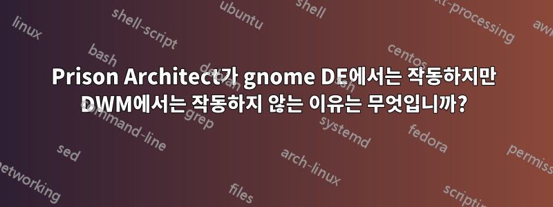 Prison Architect가 gnome DE에서는 작동하지만 DWM에서는 작동하지 않는 이유는 무엇입니까?