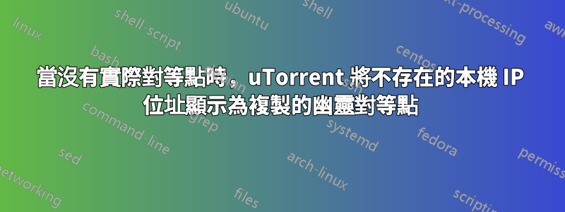 當沒有實際對等點時，uTorrent 將不存在的本機 IP 位址顯示為複製的幽靈對等點