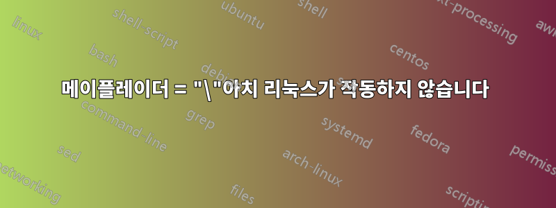 메이플레이더 = "\"아치 리눅스가 작동하지 않습니다