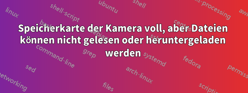 Speicherkarte der Kamera voll, aber Dateien können nicht gelesen oder heruntergeladen werden