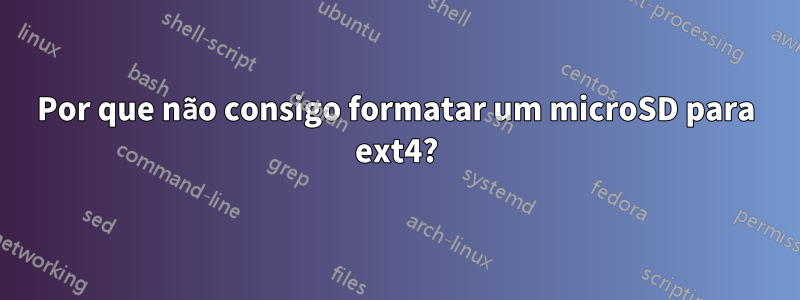 Por que não consigo formatar um microSD para ext4?