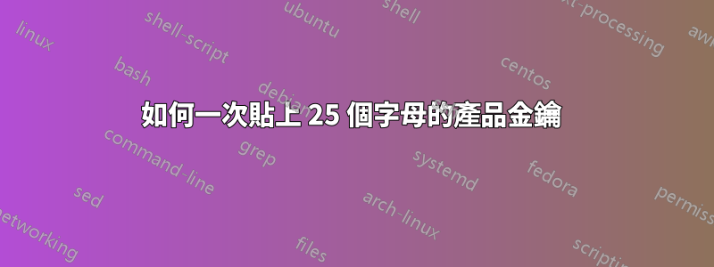 如何一次貼上 25 個字母的產品金鑰 